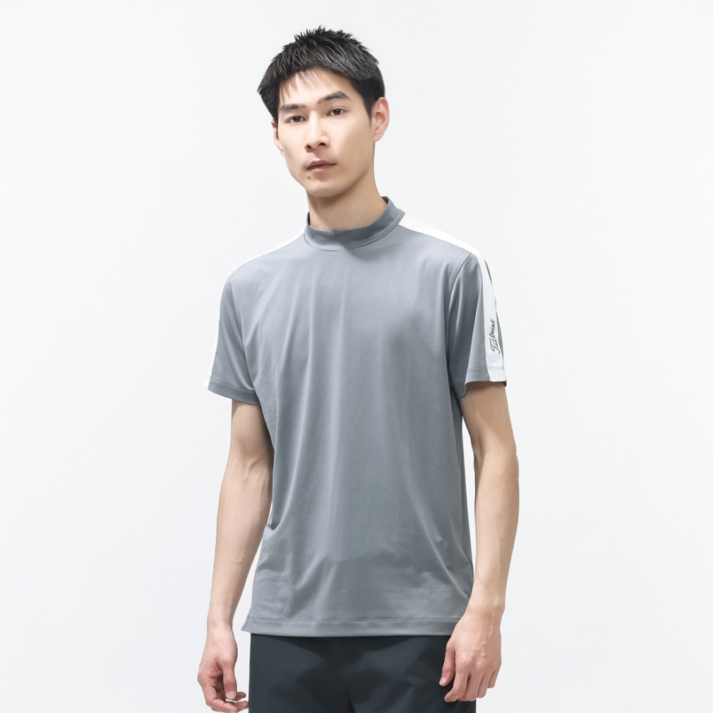 【新品】タイトリスト メルセデスベンツ モックネック シャツ グレー 【M】 タイトリスト ゴルフウェア 半袖シャツ 春 夏 メッシュ モックネック