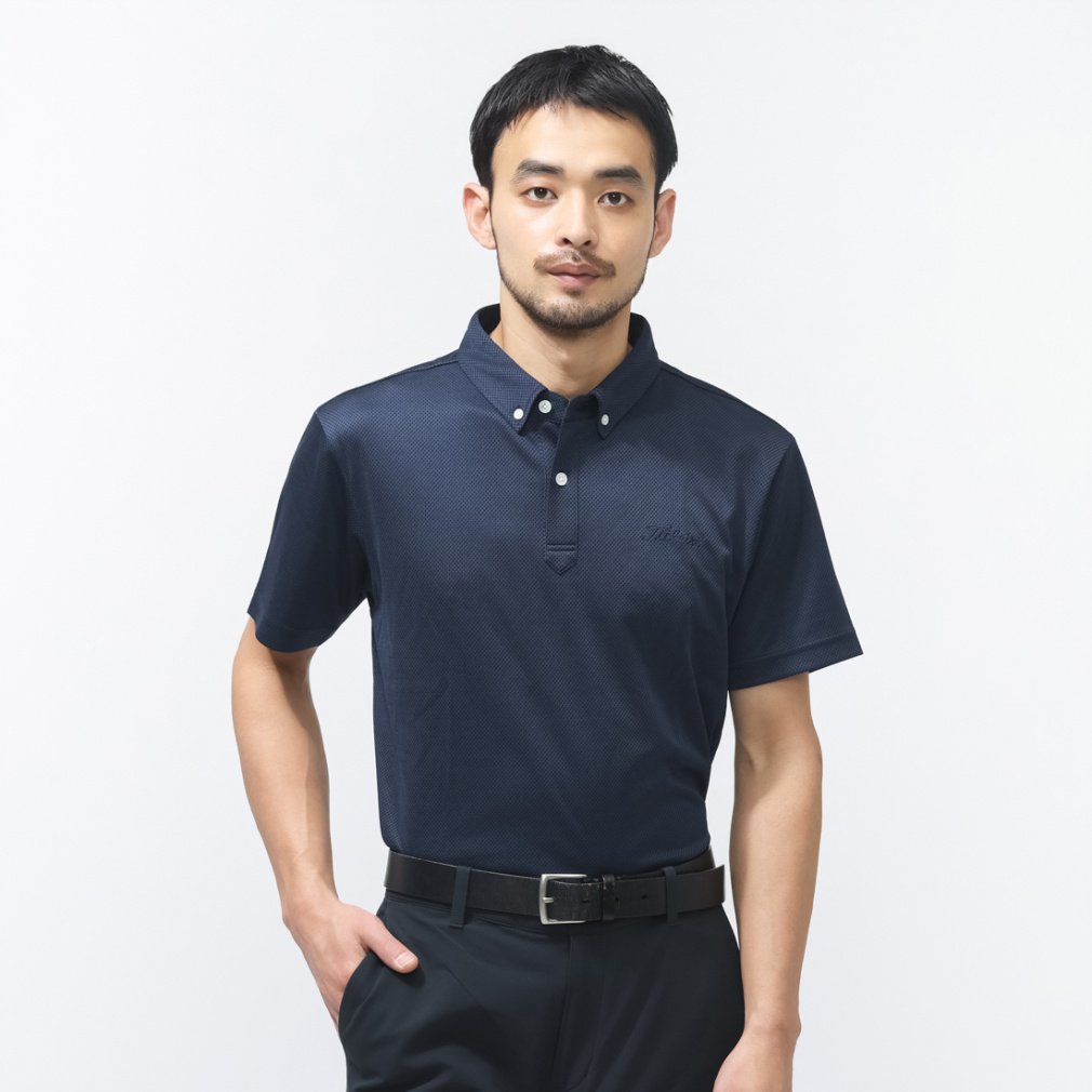 タイトリスト ゴルフウェア 半袖シャツ 春 夏 ダイヤジャカード ボタン