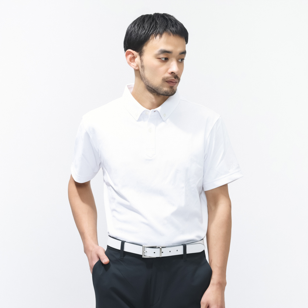 タイトリスト ゴルフウェア 半袖シャツ 春 夏 ペイズリージャカード