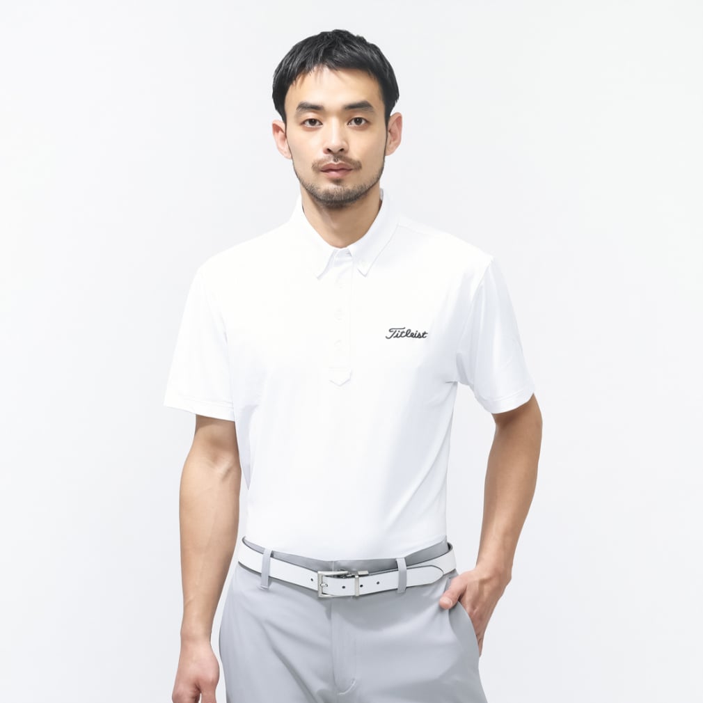 タイトリスト ゴルフウェア 半袖シャツ 春 夏 ストレッチボタンダウン