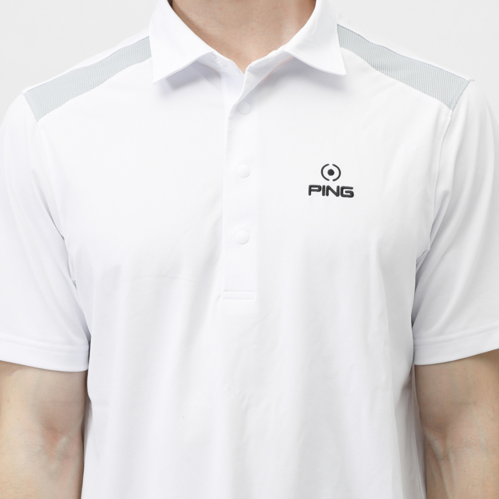 PING APPAREL｜三角柄ジャガード半袖ポロシャツ <GOLD> (MENS