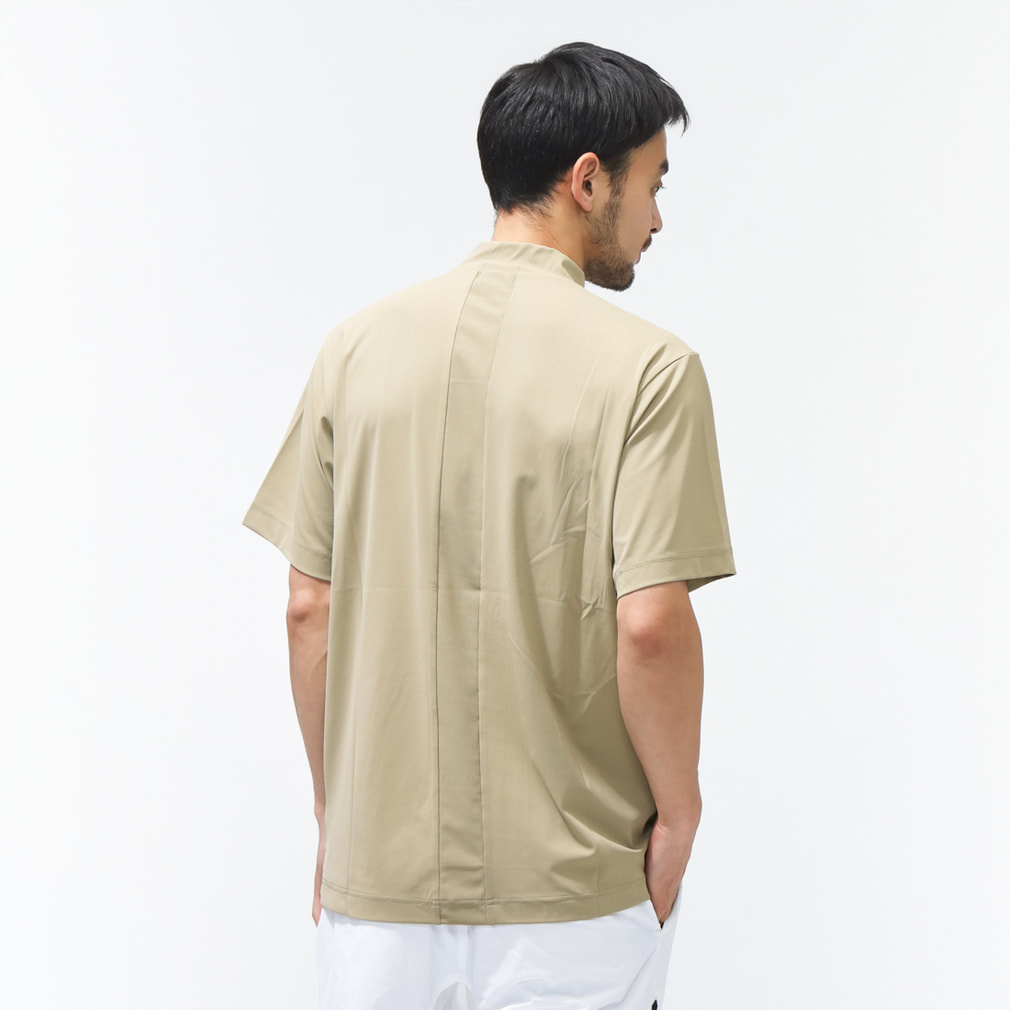 PING ベージュ 半袖シャツ PING APPAREL】全方向ストレッチドットメッシュ半袖ハイネックシャツ