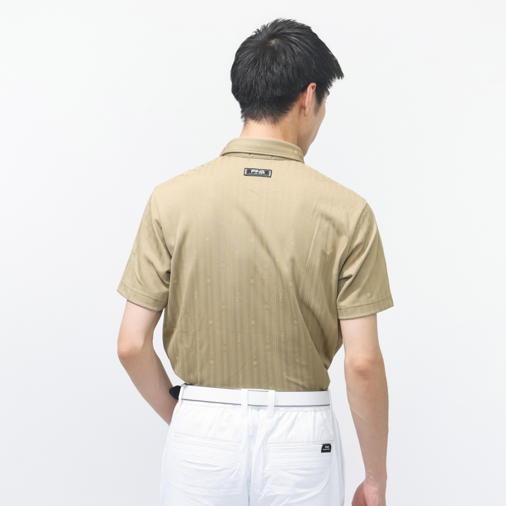 ピン ゴルフウェア 半袖シャツ 春 夏 ストライプジャカード半袖