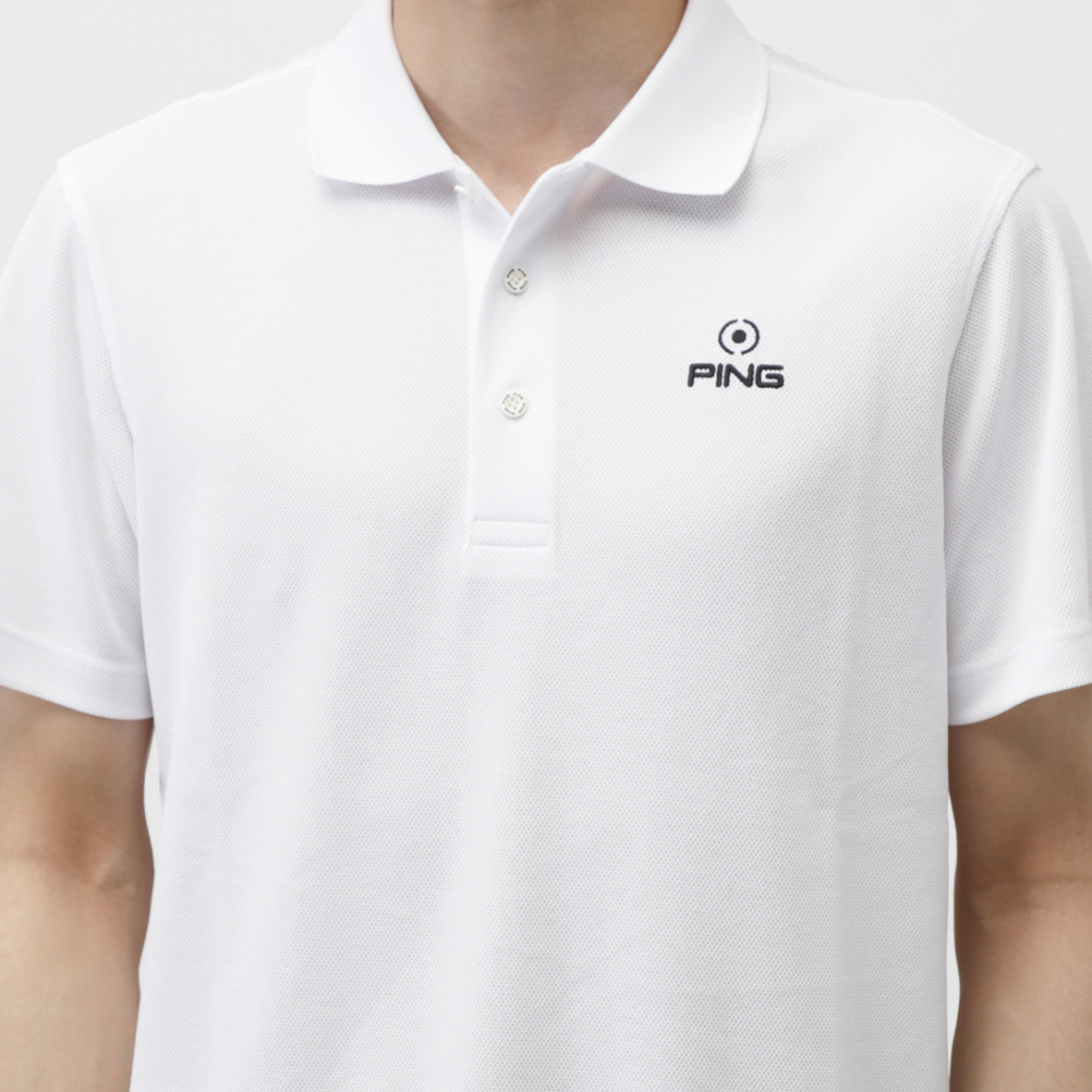PING ポロシャツ ホワイト PHOENIX ARIZONA PING ピン ゴルフウェア 半袖シャツ 春 夏 ARIZONA柄ハイネック