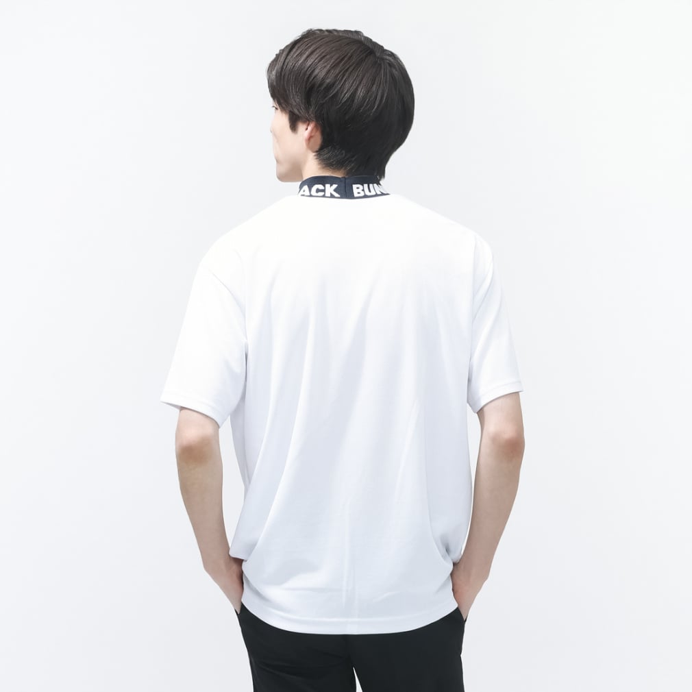 新品 ジャックバニー 半袖モックネック ビックロゴ ホワイト Mサイズ（4） 新品 ジャックバニー モックネック 半袖シャツ カットソー ホワイト