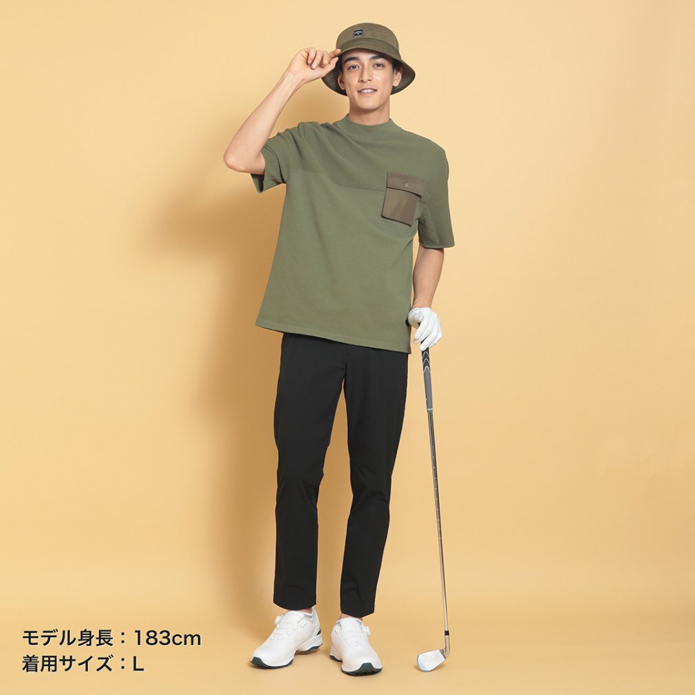 キャロウェイ ゴルフウェア 半袖シャツ 春 夏 ｶﾉｺ編みニットモック