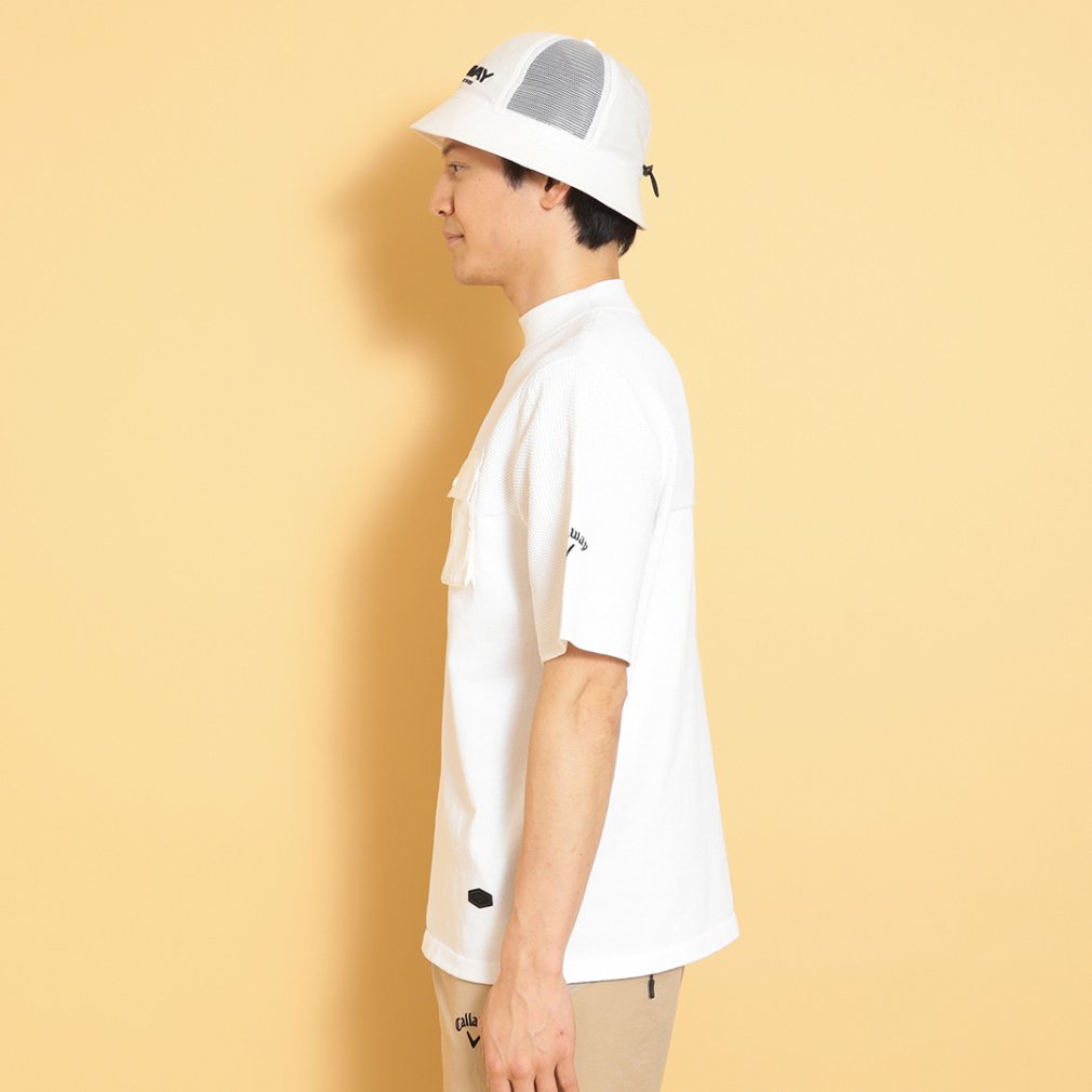 キャロウェイ ゴルフウェア 半袖シャツ 春 夏 ｶﾉｺ編みニットモック