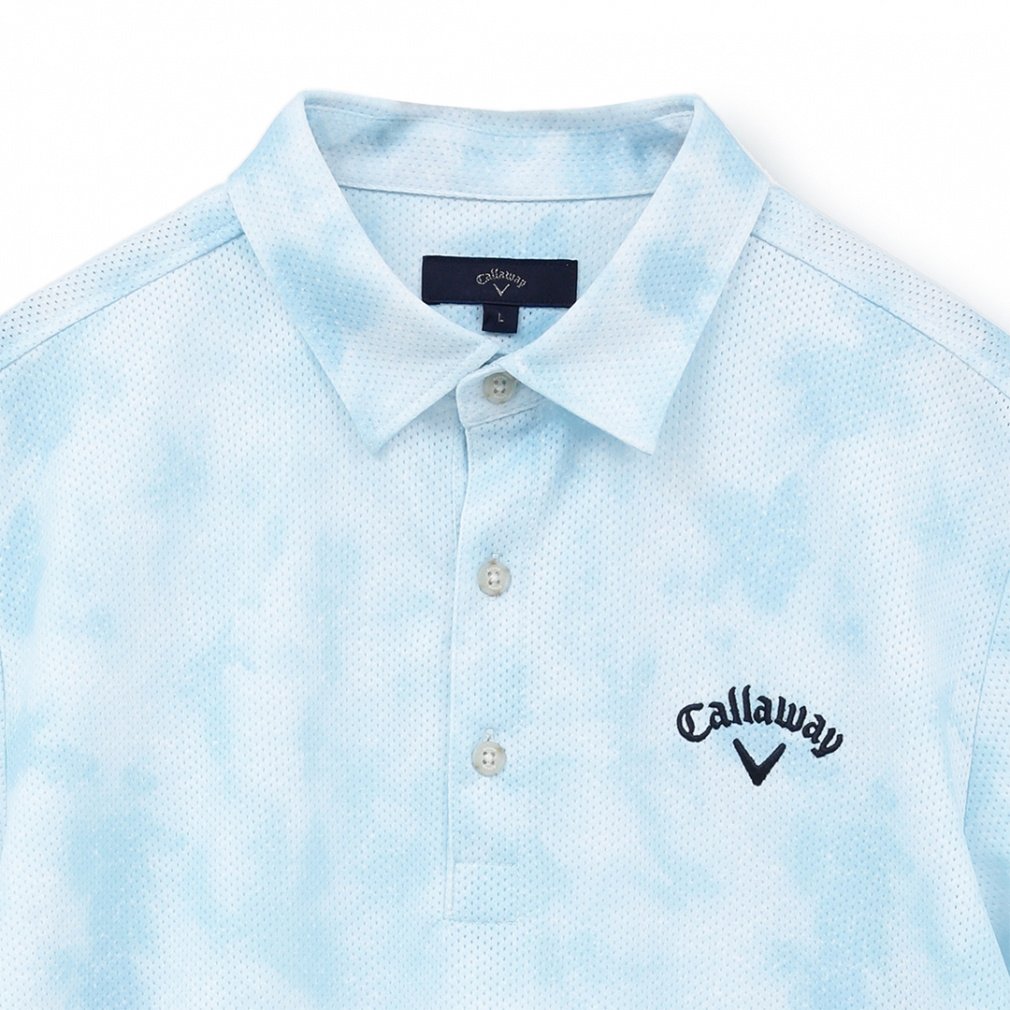 今季新作　CALLAWAY かざあなメッシュすトライププリントシャツ　LL 今季新作 CALLAWAY かざあなメッシュすトライププリントシャツ