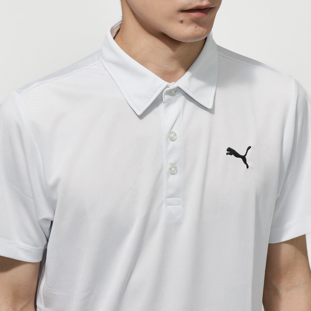 最新モデル　PUMA GOLF ゴルフ　ホワイト シャツ Lサイズ プーマ ゴルフウェア 半袖シャツ 春 夏 ゴルフジャガードポロ (639146