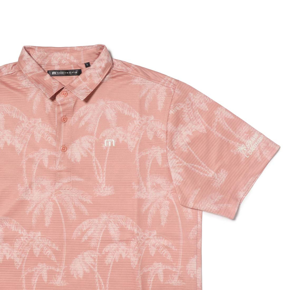 BEAMS GOLF パームツリー柄 Lサイズ 半袖シャツ ピンク トラヴィスマシュー ゴルフウェア 半袖シャツ 春 夏 半袖パームツリー