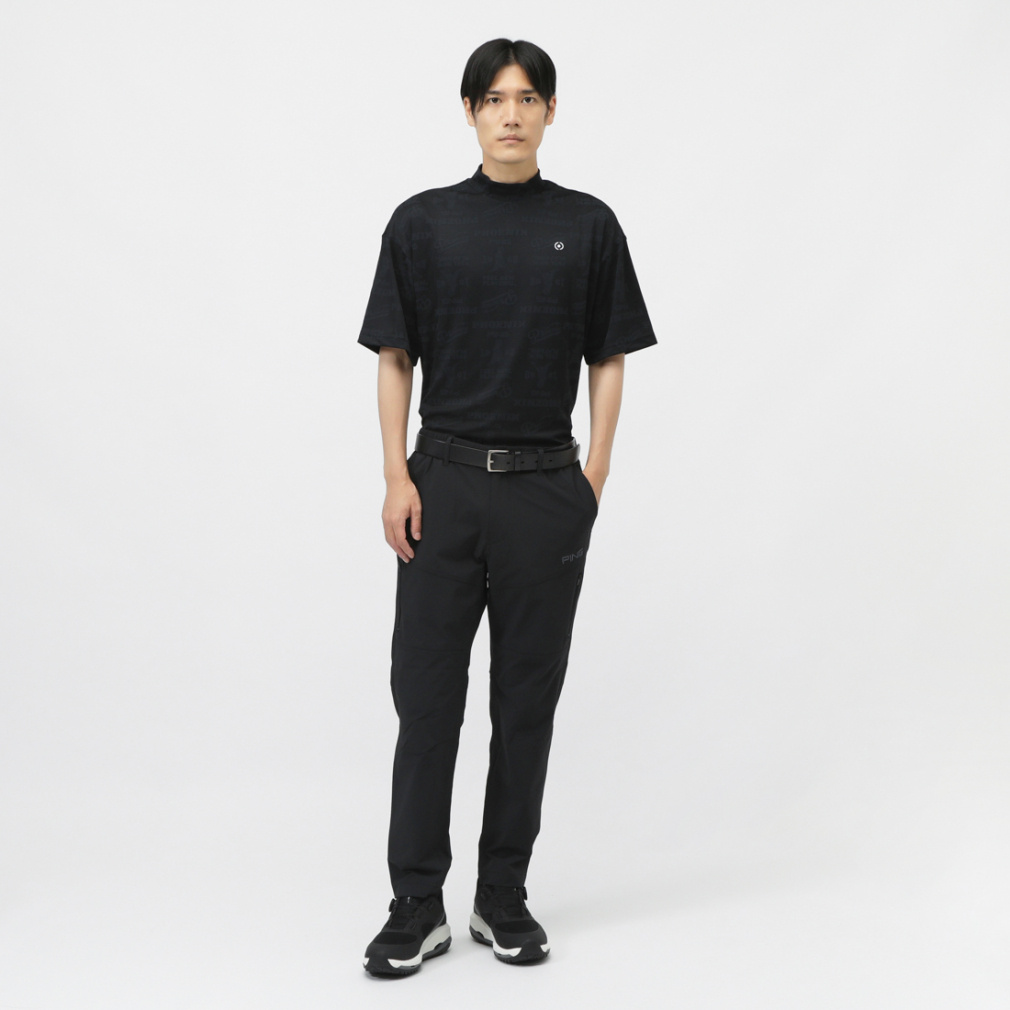 ゴルフィッカーズ 半袖ハイネックシャツ 白×黒 ロゴプリント メンズ 2XL PHOENIXロゴジャカード半袖ハイネックシャツ 6215267702｜Alpen