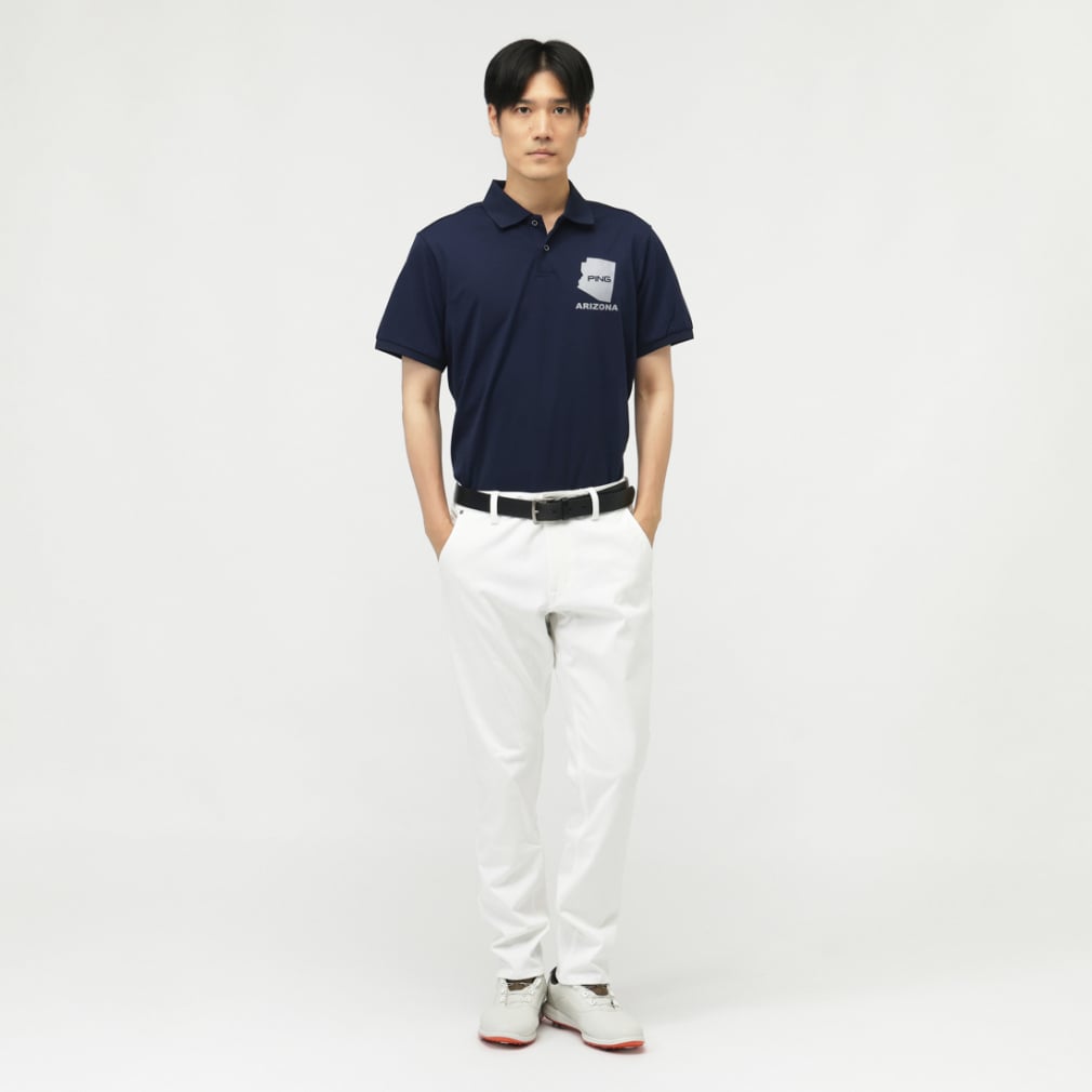 ピン ゴルフウェア 半袖シャツ 秋 冬 24FWストレッチカノコ半袖