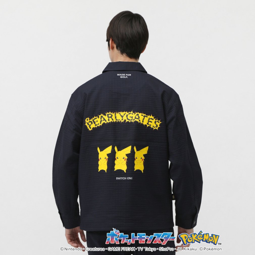 PEARLYGATES ポケモン☆ピカチュウ ☆ストライプコーチジャケット☆新品 ポケモン】ピカチュウ C/Peサッカーストライプコーチジャケット