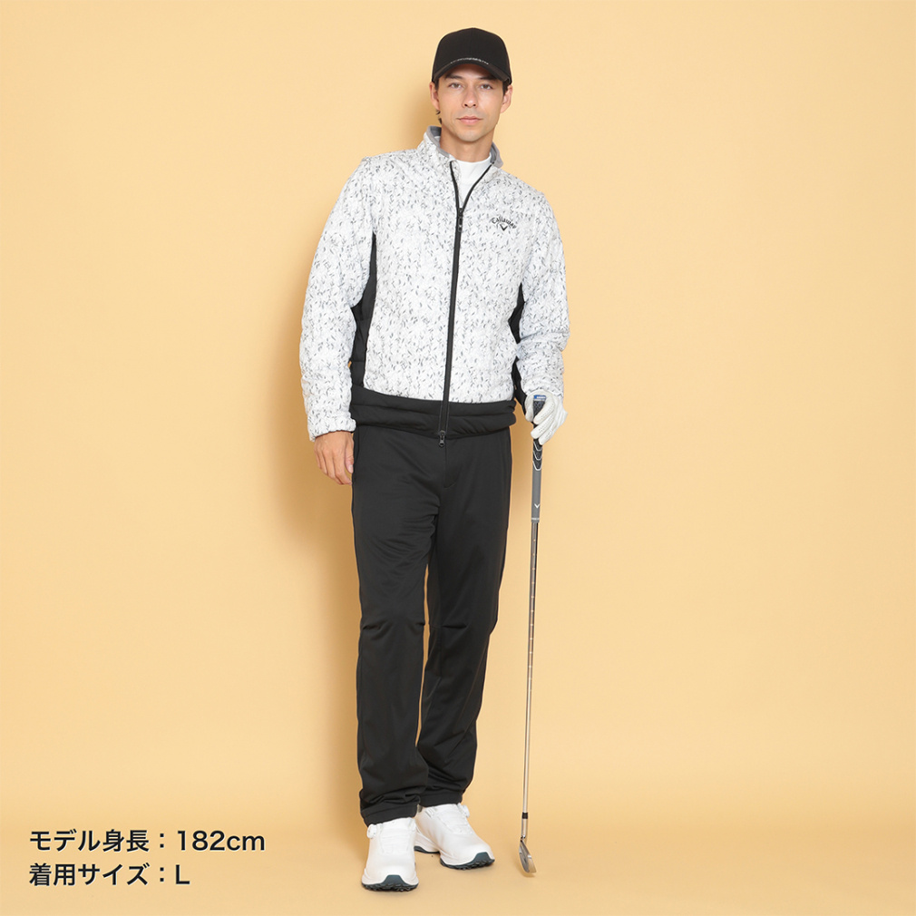 キャロウェイ ゴルフウェア 中綿ジャケット 秋 冬 フェザープリント