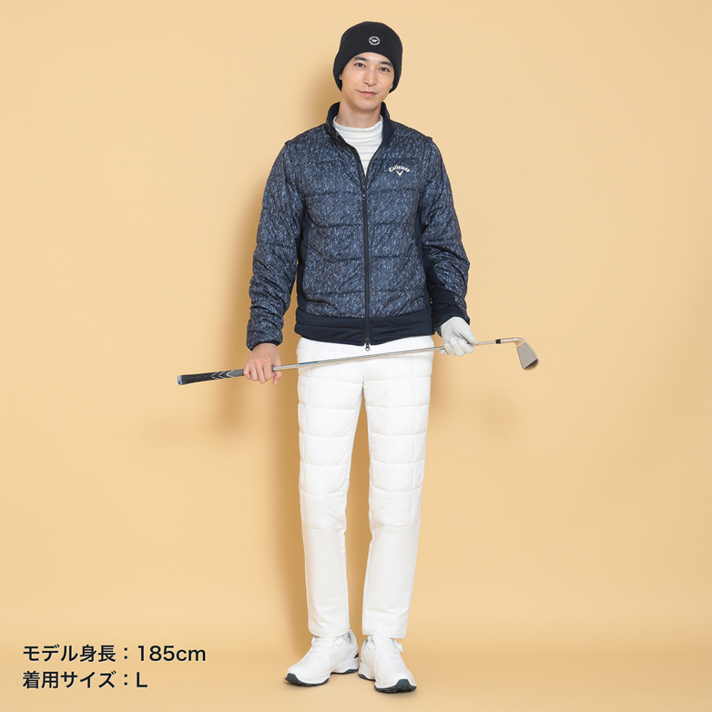キャロウェイ ゴルフウェア 中綿ジャケット 秋 冬 フェザープリント