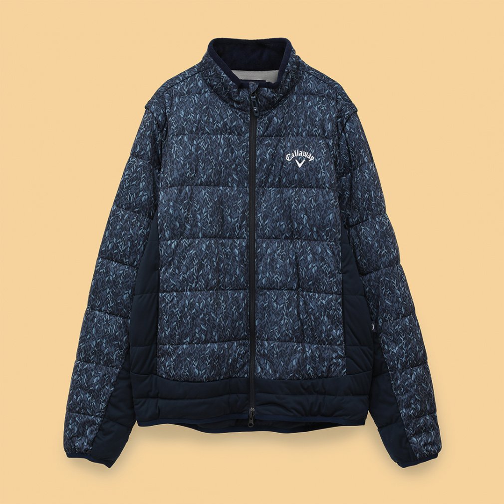 キャロウェイ ゴルフウェア 中綿ジャケット 秋 冬 フェザープリント