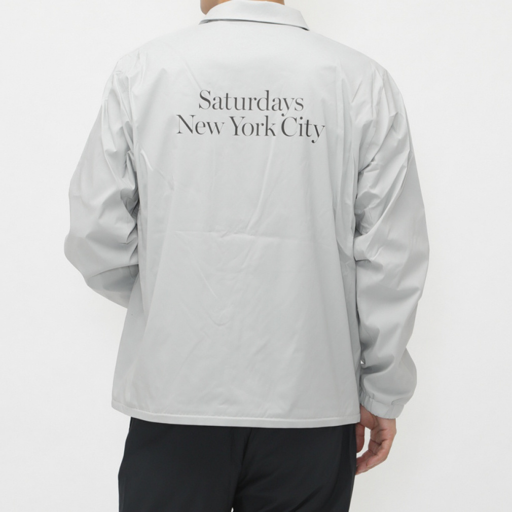 期間限定値下げ　45R スプリング　ジャケット　白　グレー 刺繍ロゴワッシャーナイロンジップアップハイネックジャケット