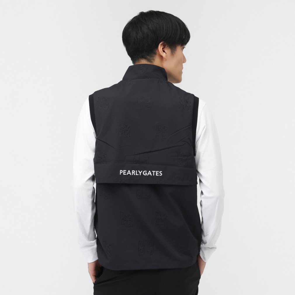 パーリーゲイツ ゴルフウェア ウインドベスト 秋 冬 Peロゴ柄刺繍