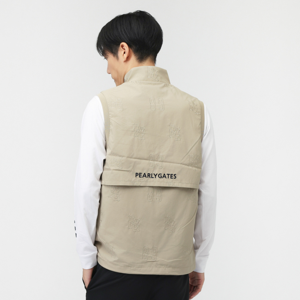 パーリーゲイツ ゴルフウェア ウインドベスト 秋 冬 Peロゴ柄刺繍
