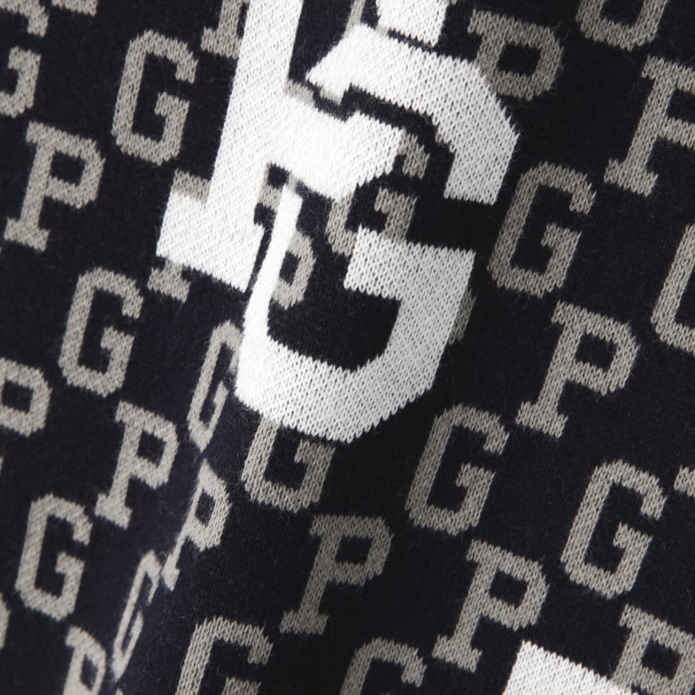 パーリーゲイツ　GOLF柄カシミヤ入りジャガードパーカサイズ5 パーリーゲイツ ゴルフウェア 長袖セーター 秋 冬 カシミヤタッチ PG