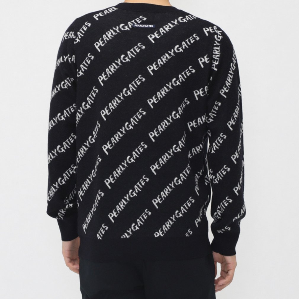 パーリーゲイツ ゴルフウェア 長袖セーター 秋 冬 カシミヤ混総柄 ロゴ