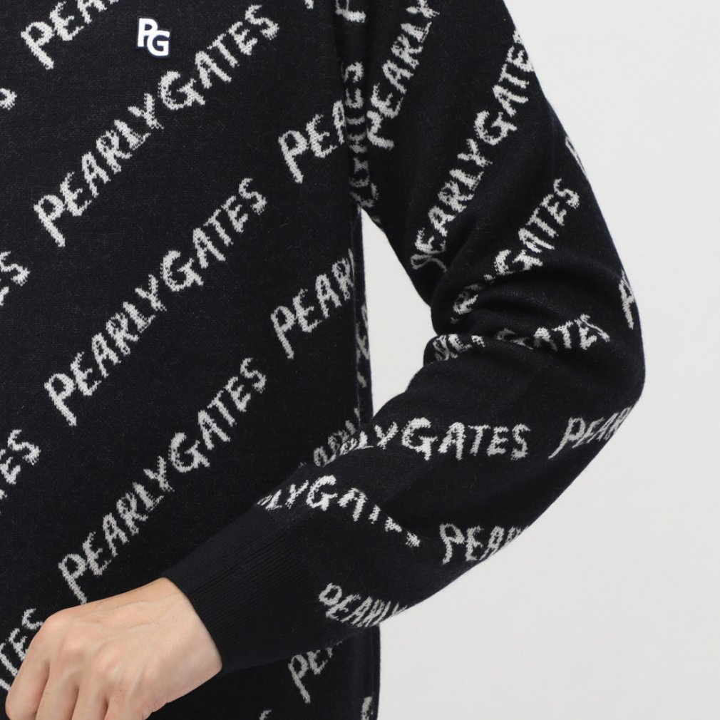 パーリーゲイツ ゴルフウェア 長袖セーター 秋 冬 カシミヤ混総柄 ロゴ