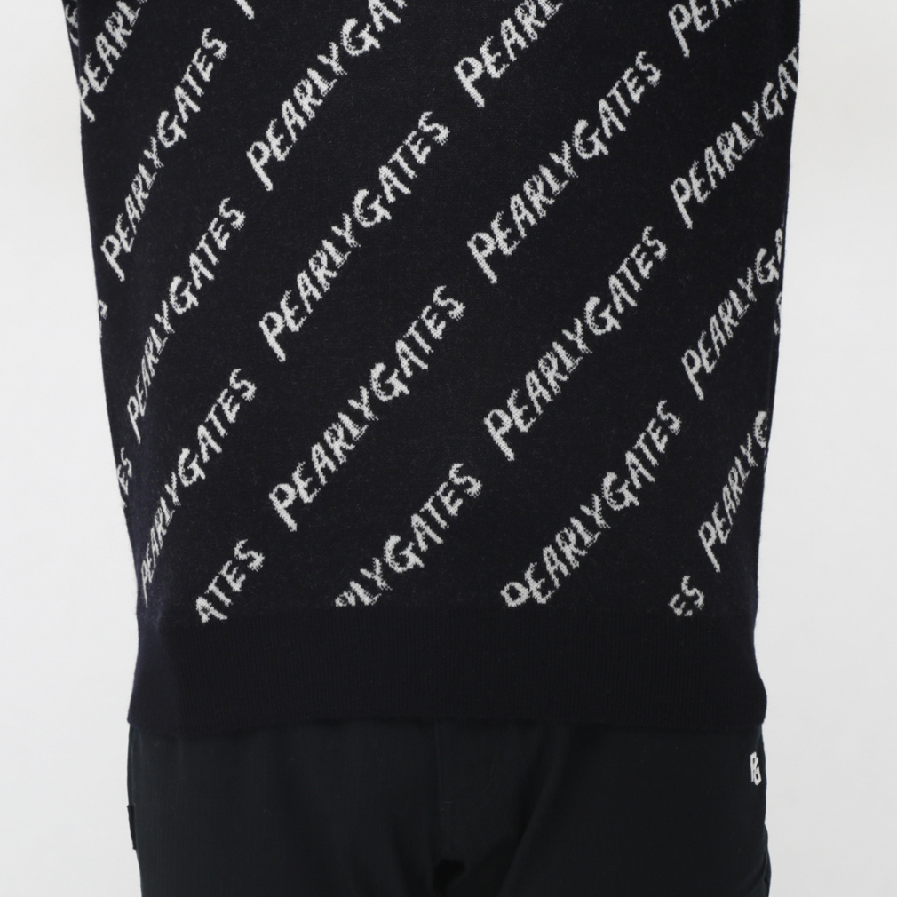 パーリーゲイツ ゴルフウェア 長袖セーター 秋 冬 カシミヤ混総柄 ロゴ