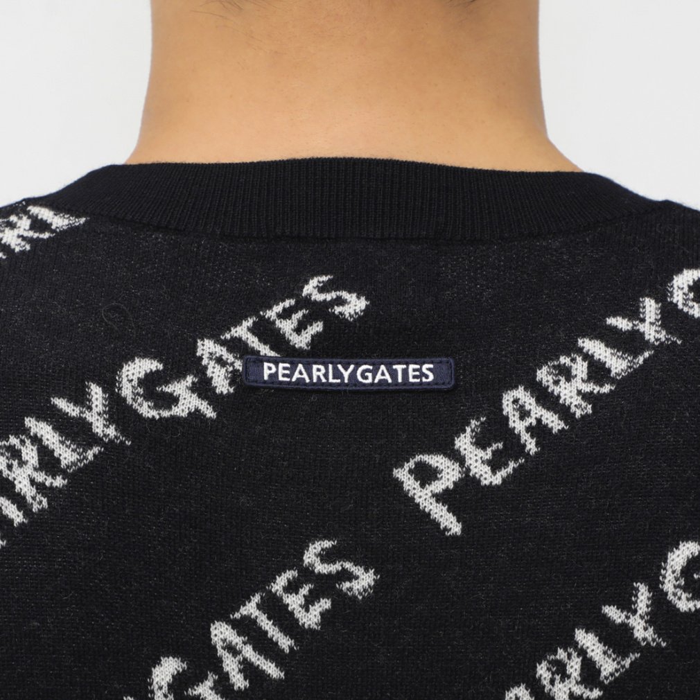 パーリーゲイツ ゴルフウェア 長袖セーター 秋 冬 カシミヤ混総柄 ロゴ