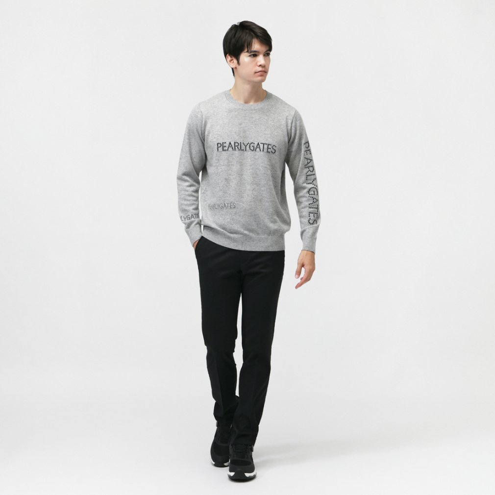 パーリーゲイツ ゴルフウェア 長袖セーター 秋 冬 12G 部分JQ カシミヤ