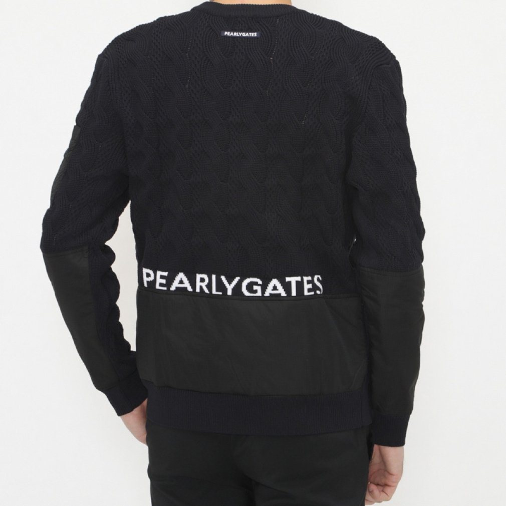 パーリーゲイツ ゴルフウェア 長袖セーター 秋 冬 地柄クルーネック