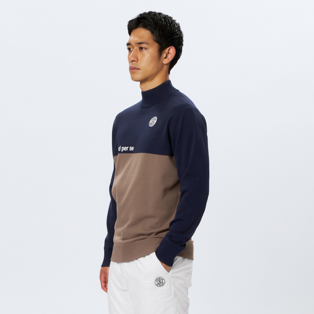 アンパスィ ゴルフウェア 長袖セーター 秋 冬 袖防風ハイネック