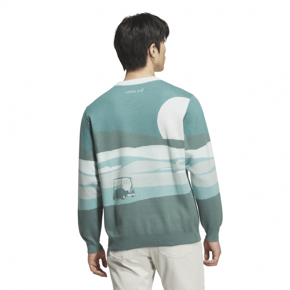 アディダス ゴルフウェア 長袖セーター 秋 冬 グラフィック クルー