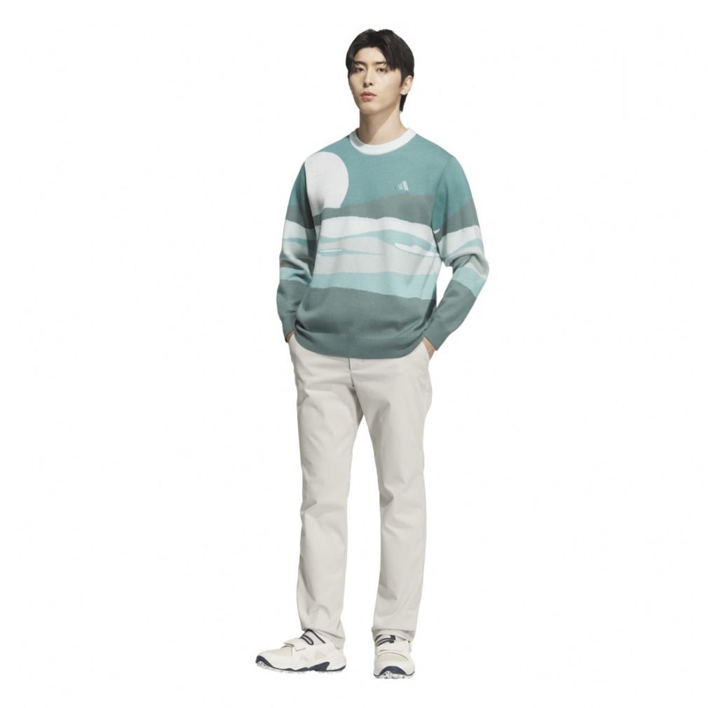 アディダス ゴルフウェア 長袖セーター 秋 冬 グラフィック クルー