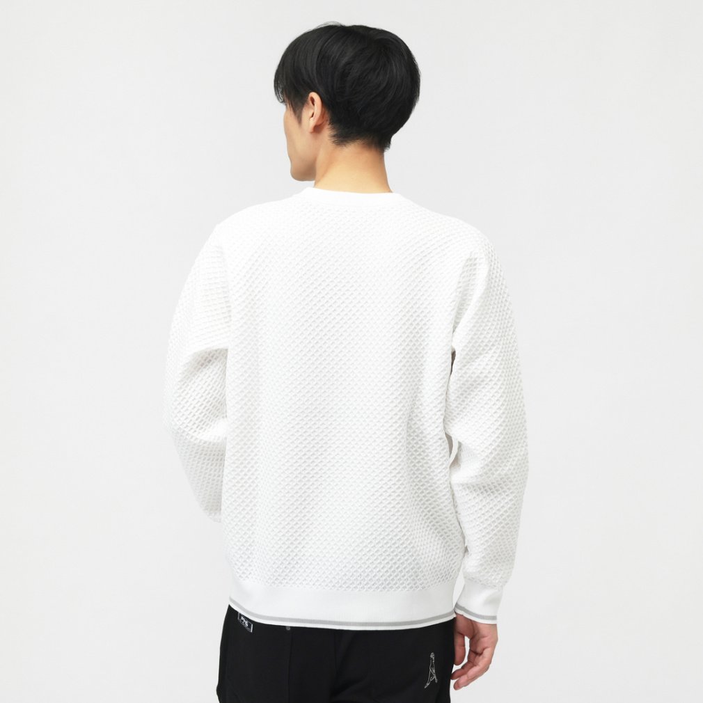 ピン ゴルフウェア 長袖セーター 秋 冬 ハチノス編みクルーネック