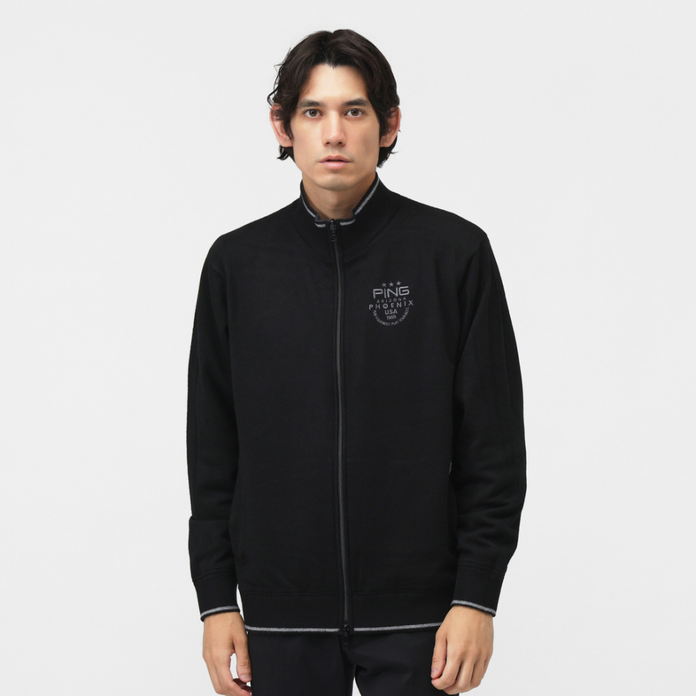 ピン ゴルフウェア 長袖セーター 秋 冬 リバーシブルフルジップニット