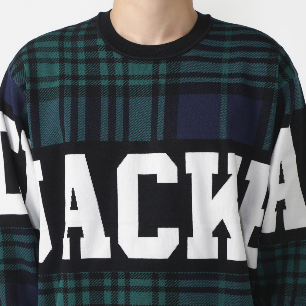 Jack Bunny!! HOT FEEL 3色Wジャガード クルーネックニット ジャック バニー ゴルフウェア 長袖セーター 秋 冬 HOT FEEL 3色W