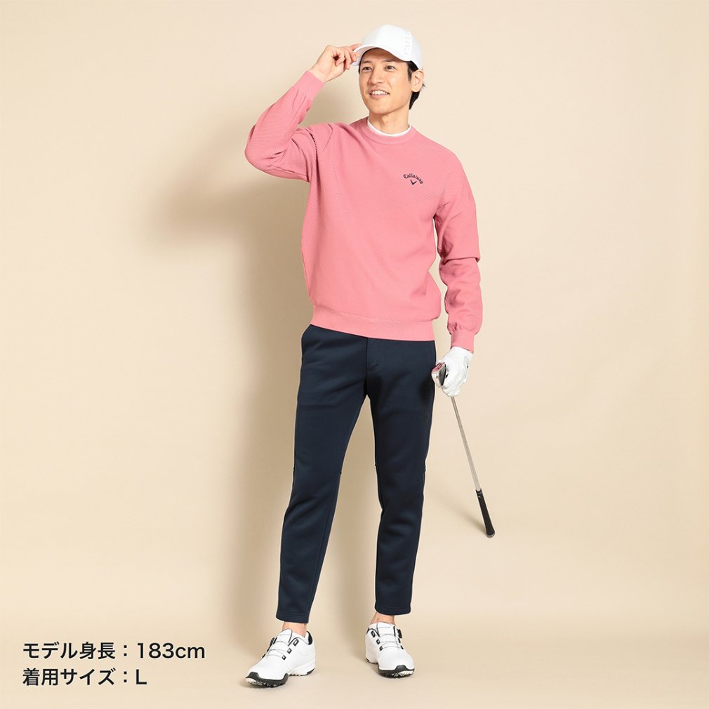 ■美品■ゴルフウェア■ニット■WOOL素材■アウター■厚手 キャロウェイ ゴルフウェア 長袖 セーター 秋 冬 クルーネックニット