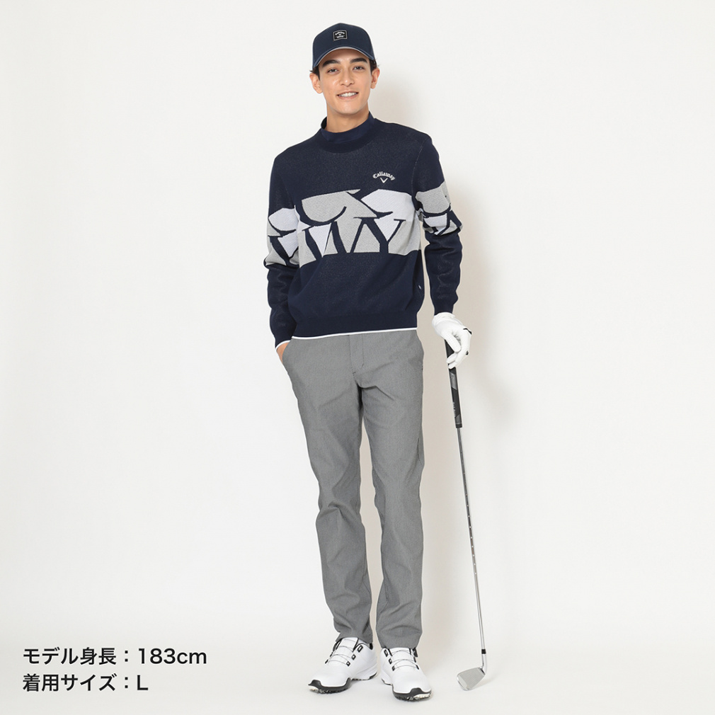 キャロウェイ ゴルフウェア 長袖セーター 秋 冬 ロゴジャカードクルー