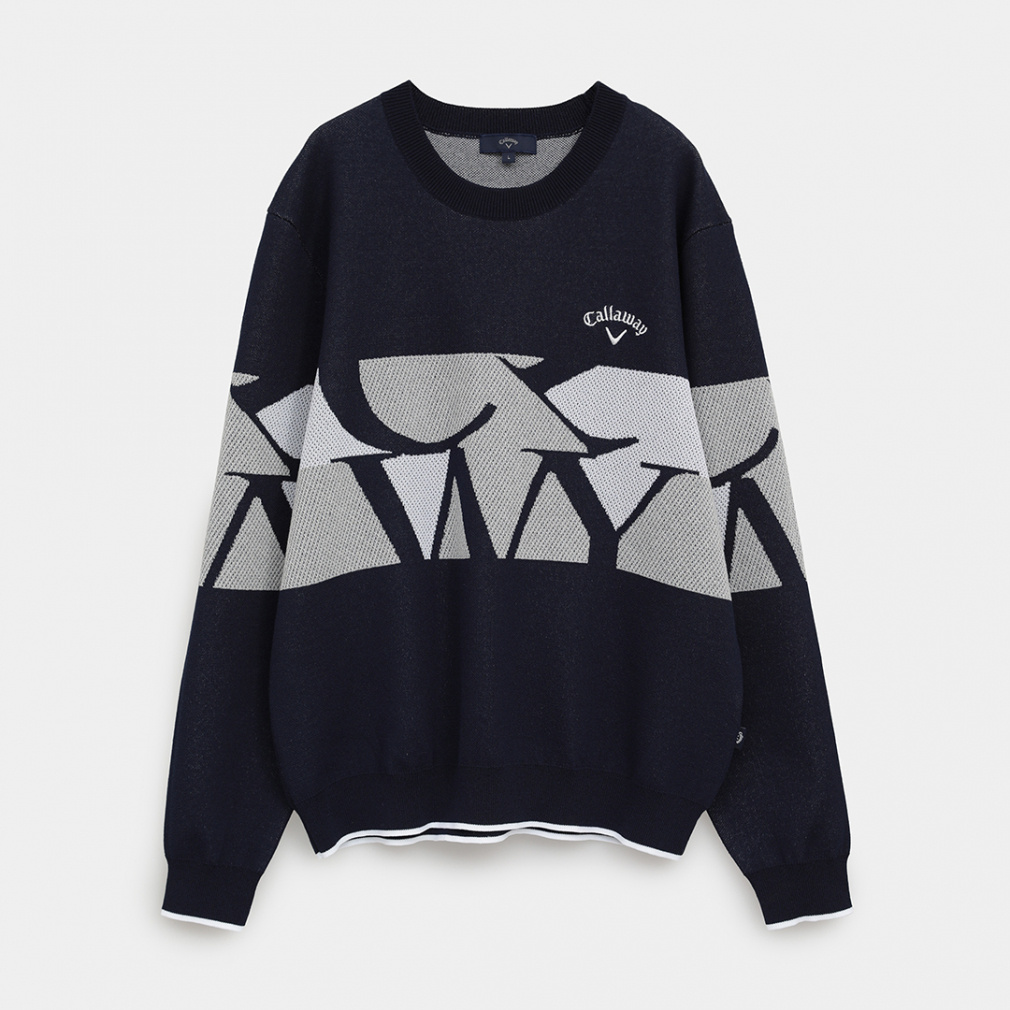 キャロウェイ ゴルフウェア 長袖セーター 秋 冬 ロゴジャカードクルー