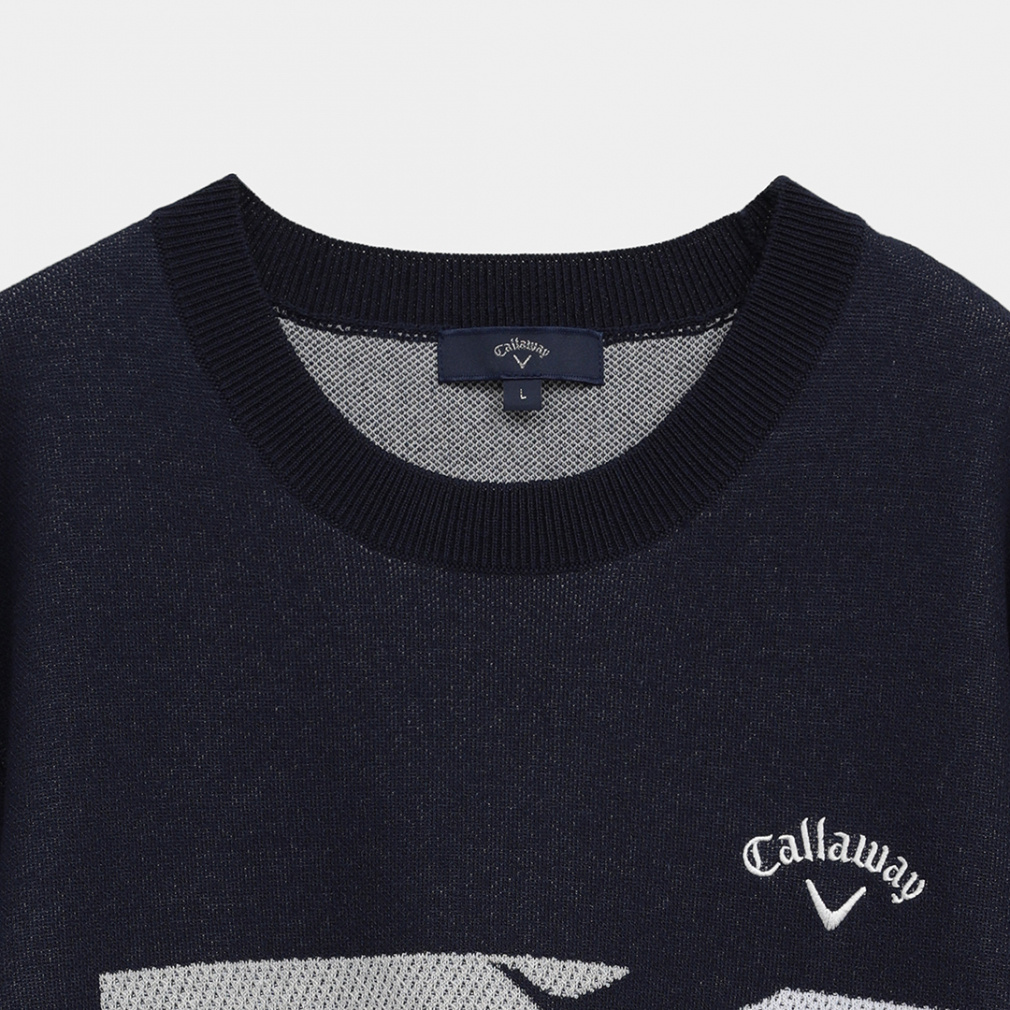 キャロウェイ ゴルフウェア 長袖セーター 秋 冬 ロゴジャカードクルー