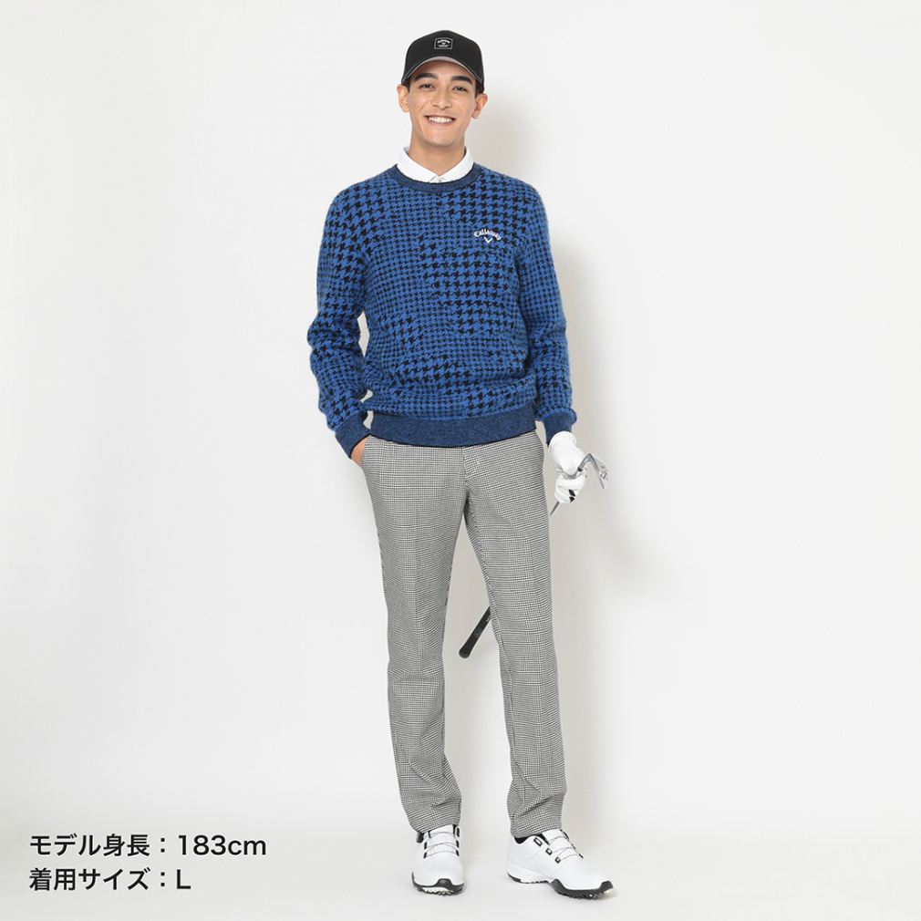キャロウェイ ゴルフウェア 長袖セーター 秋 冬 千鳥ジャカードクルー