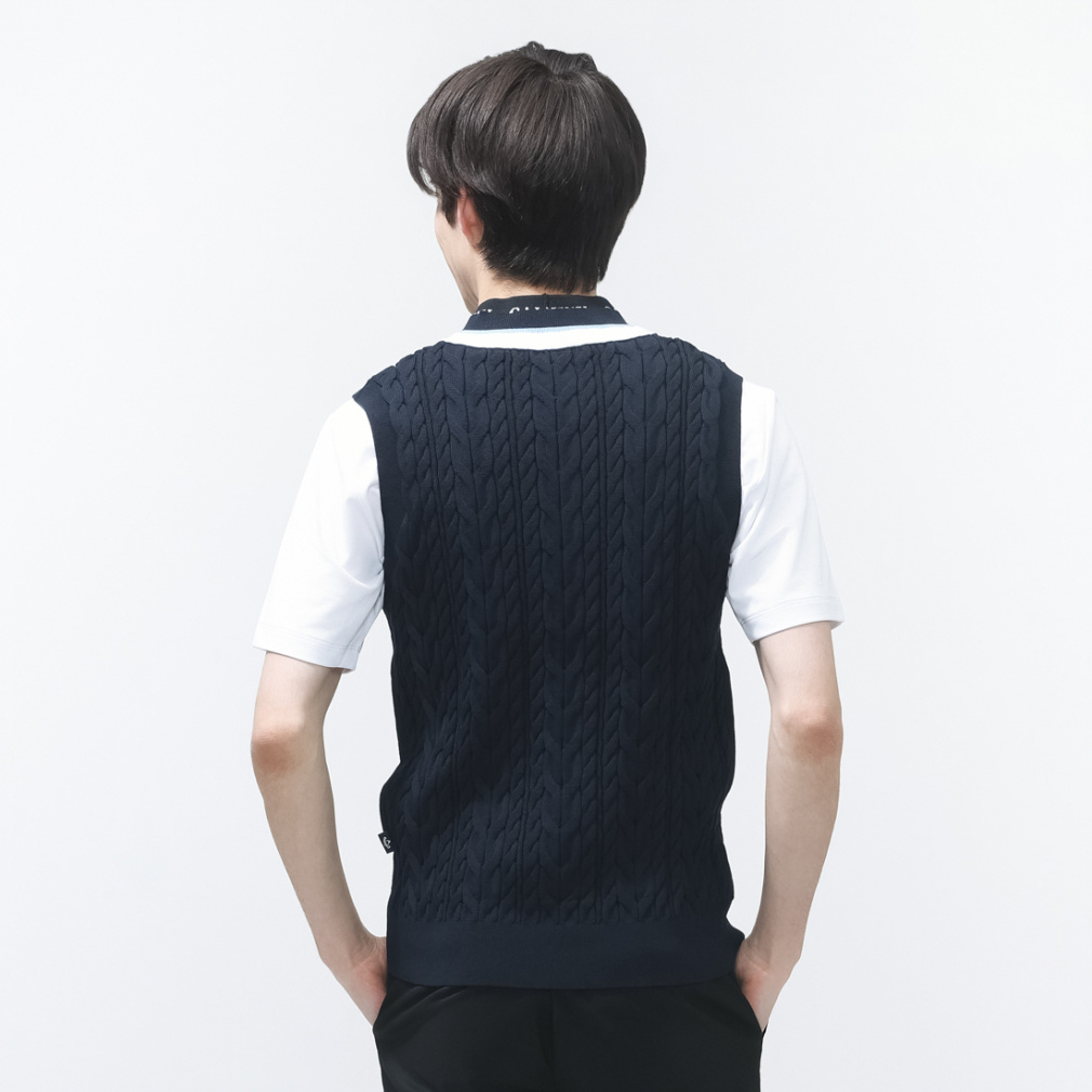 キャロウェイ ゴルフウェア ウインドベスト 春 夏 ミニケーブル編みV