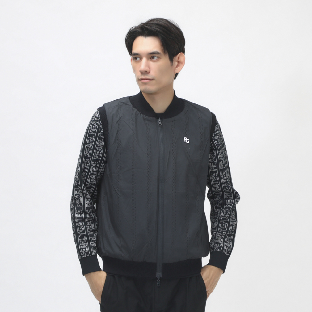 パーリーゲイツ ゴルフウェア ベスト 秋 冬 1/24 地柄×Peパンチング