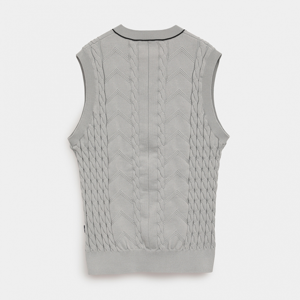 キャロウェイ ゴルフウェア ベスト 秋 冬 Vネックケーブルニットベスト