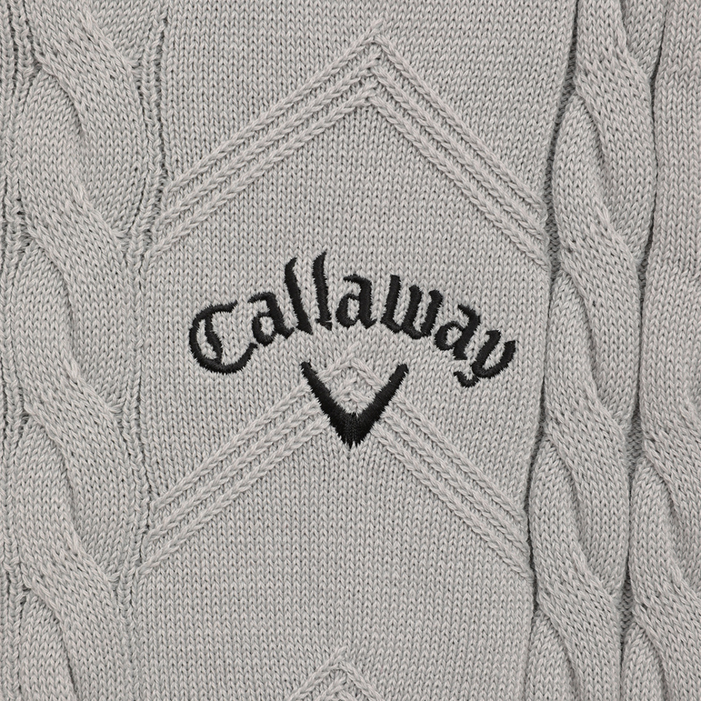 キャロウェイ ゴルフウェア ベスト 秋 冬 Vネックケーブルニットベスト