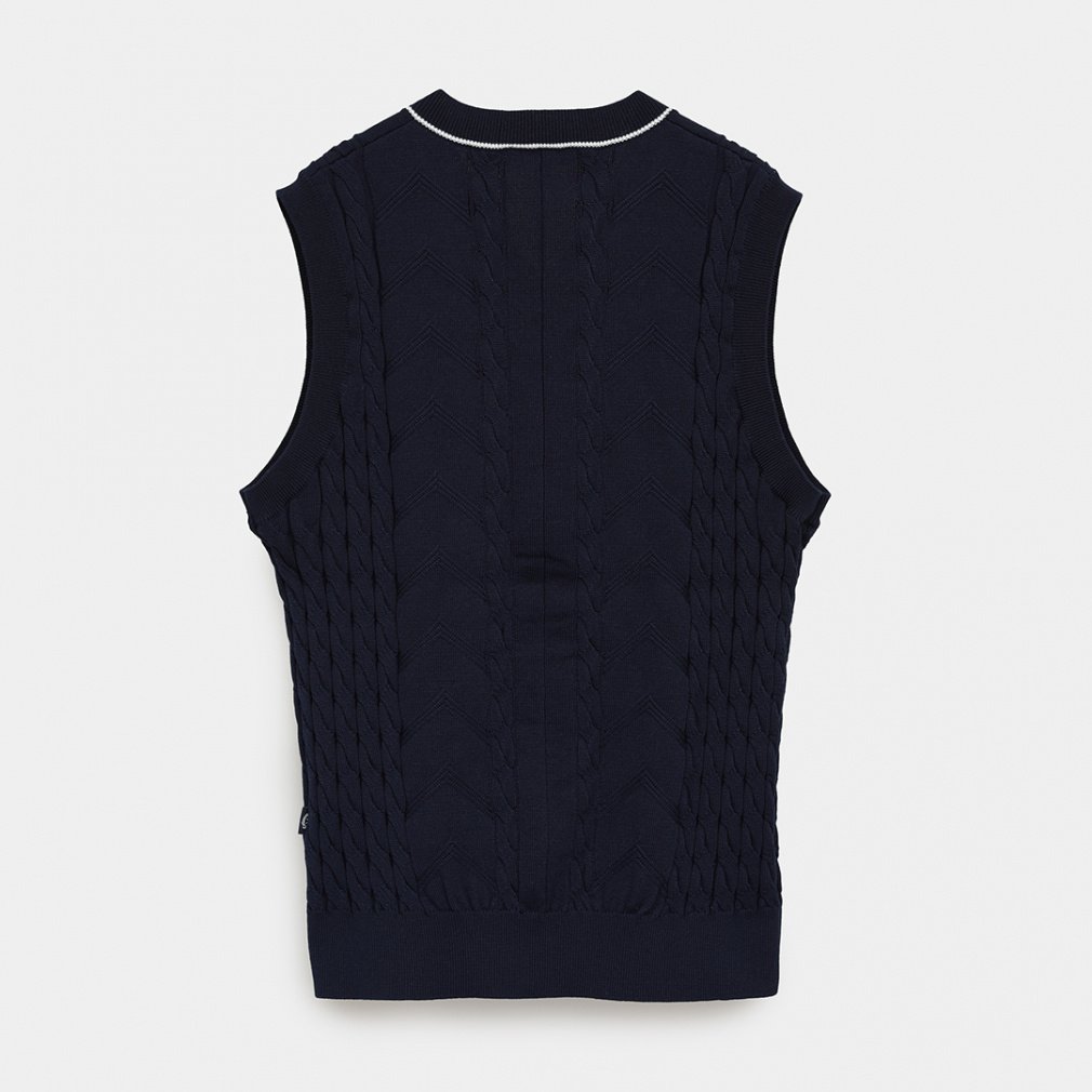 キャロウェイ ゴルフウェア ベスト 秋 冬 Vネックケーブルニットベスト