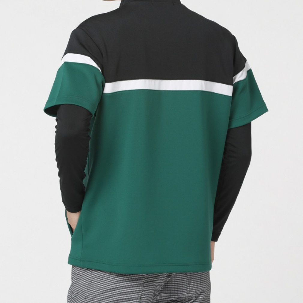 FR2GOLF レイヤードプルオーバーセット　上　グリーン ティゴラ ゴルフウェア 半袖トレーナーセット 秋 冬 セットトレーナー