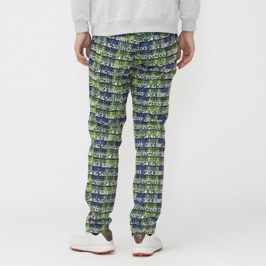 美品✨Jack Bunny!! ゴルフ パンツ メンズ 総柄 マルチカラー M ジャック バニー ゴルフウェア スラックス 秋 冬 ドビー二重織り裏起毛
