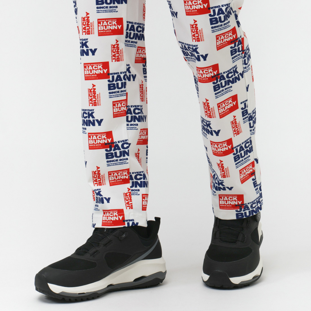 JACK BUNNY ロゴプリントパンツ Mサイズ ジャック バニー ゴルフウェア スラックス 秋 冬 T/Cツイルプリント