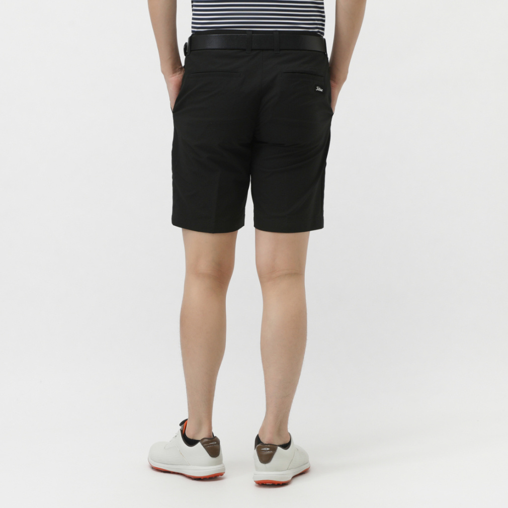Titleist 黒 ショートパンツ タイトリスト ゴルフウェア ショートパンツ 春 夏 シアサッカーハッ